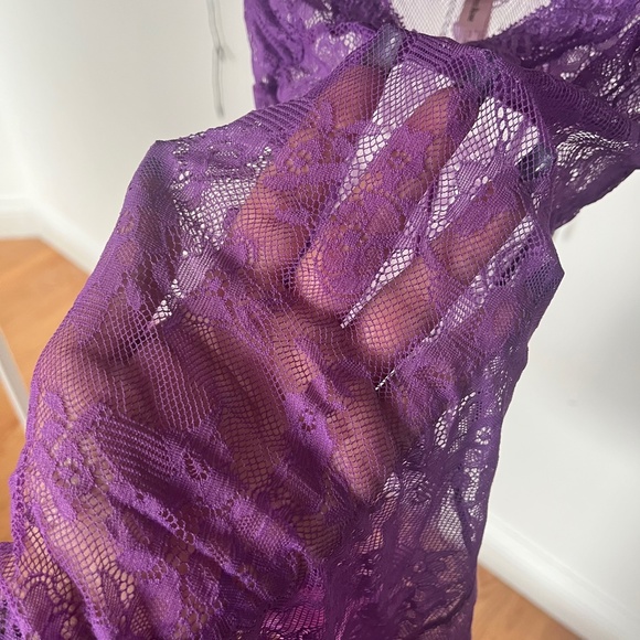 Y2K Purple Lace Sheer Ruffle Babydoll Nightie - Picture 5 of 7